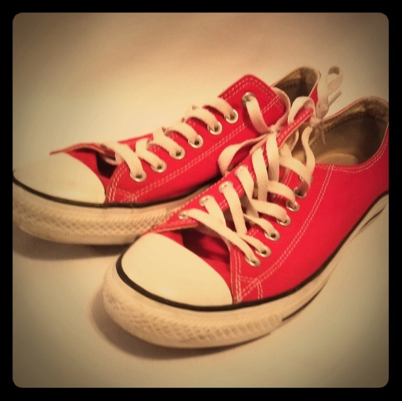 Converse Shoes - Red Converse Chuck Taylor's low top sneakers sz 9